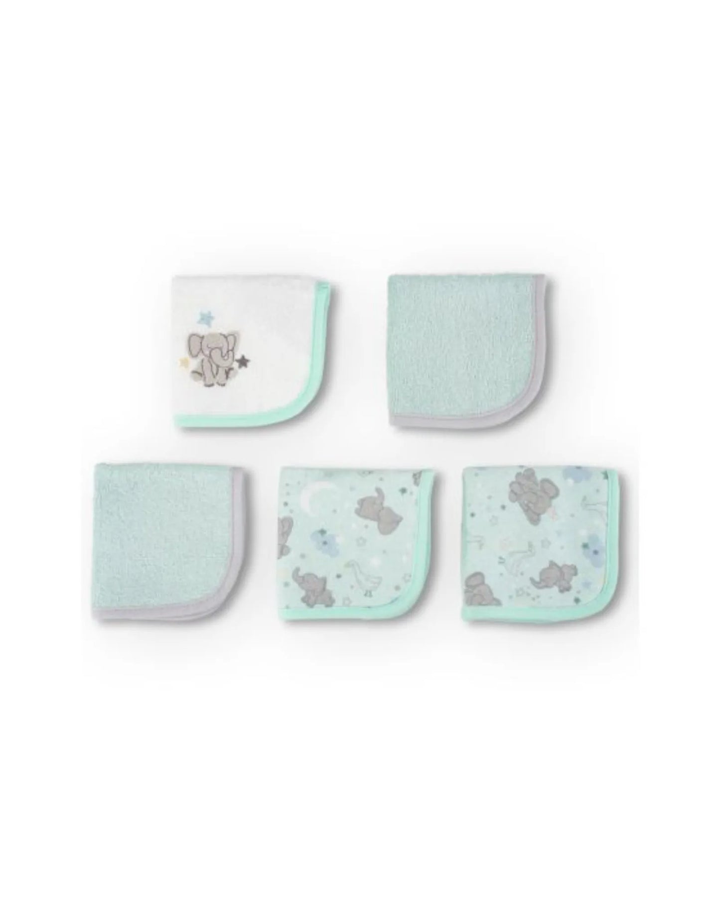 Towelling Washer 5Pk - Starburst Elephant